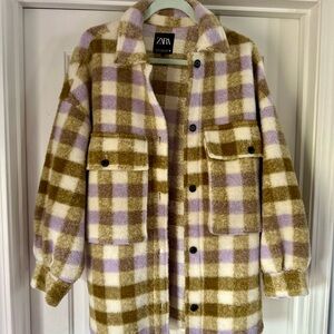 Zara plaid thick Sherpa jacket! Women’s XS-S! Like new. Oversized. Worn twice.